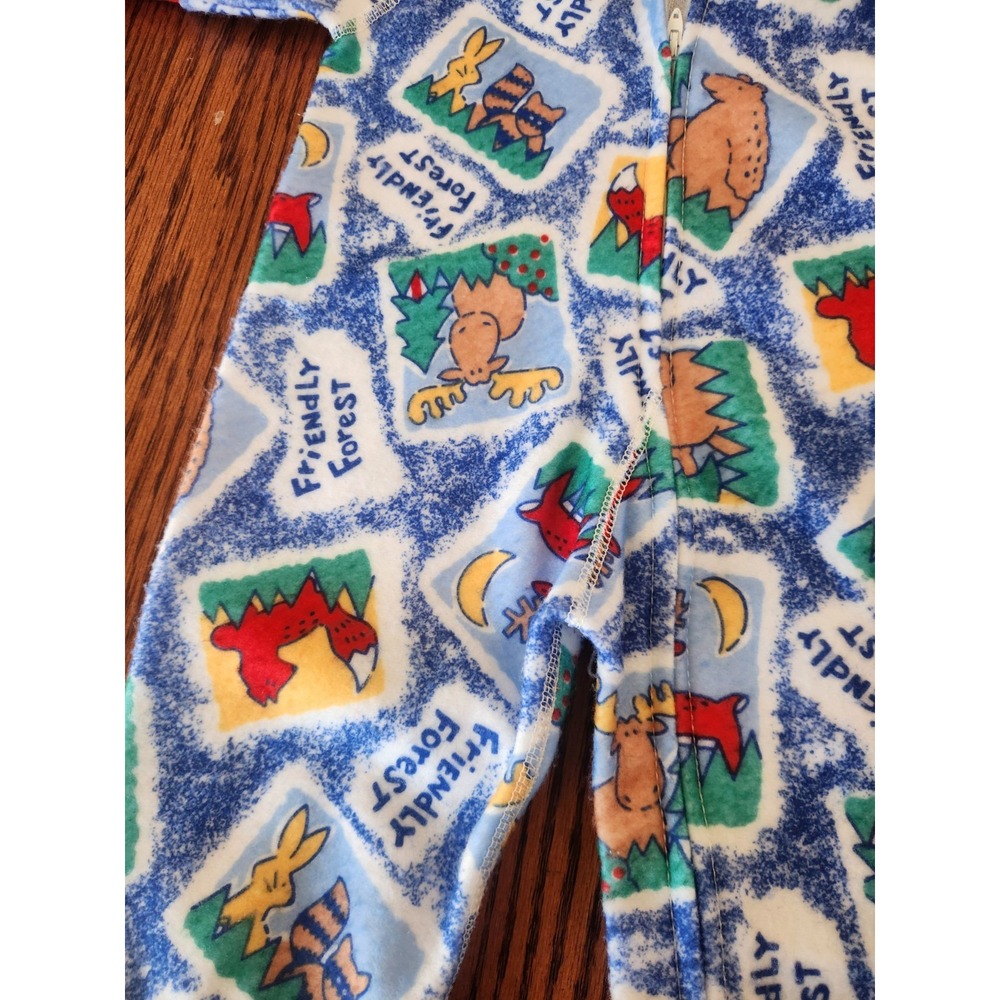 Vintage Screamers USA Made Footie Pajamas Friendly Forest Theme Size 1 - Picture 5 of 6